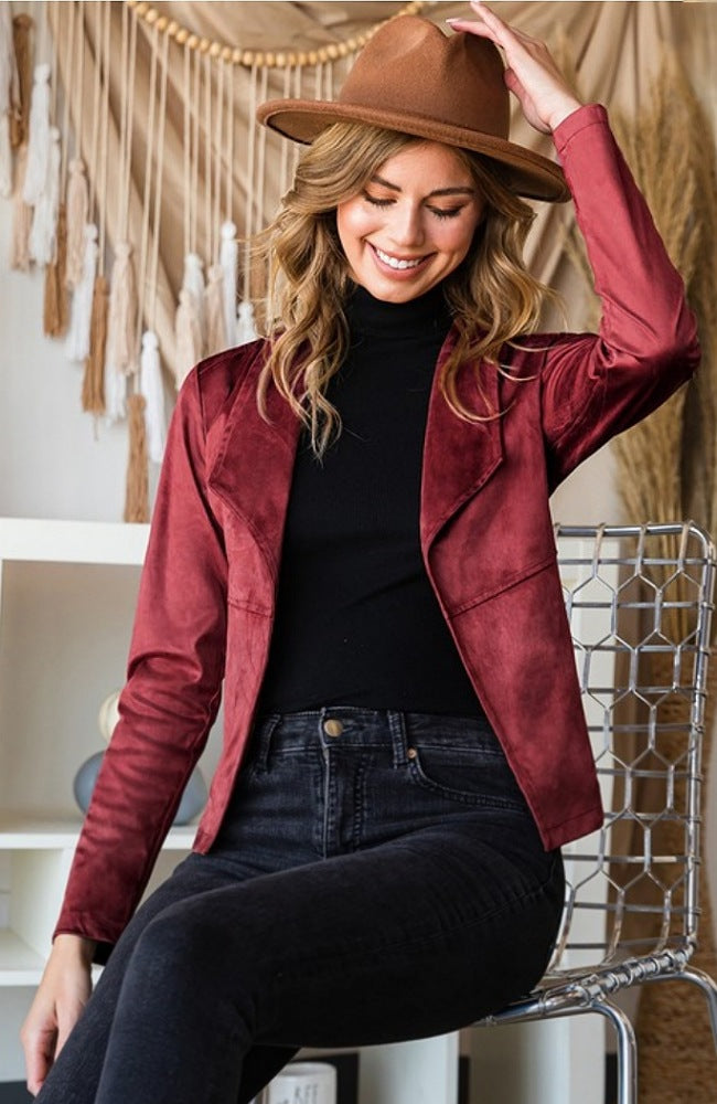 Burgundy waterfall new arrivals jacket