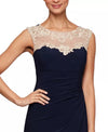Black Embroidered Illusion-Yoke Gown