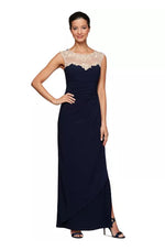 Black Embroidered Illusion-Yoke Gown