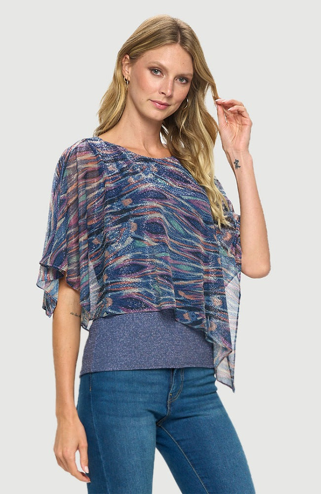 Printed Asymmetrical Flowy Top