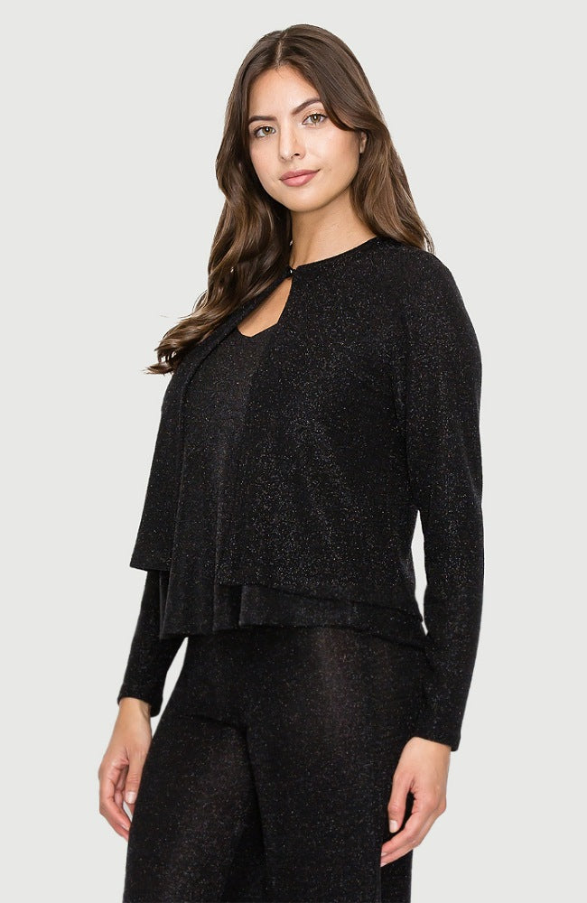 Glitter Top Button Cardigan