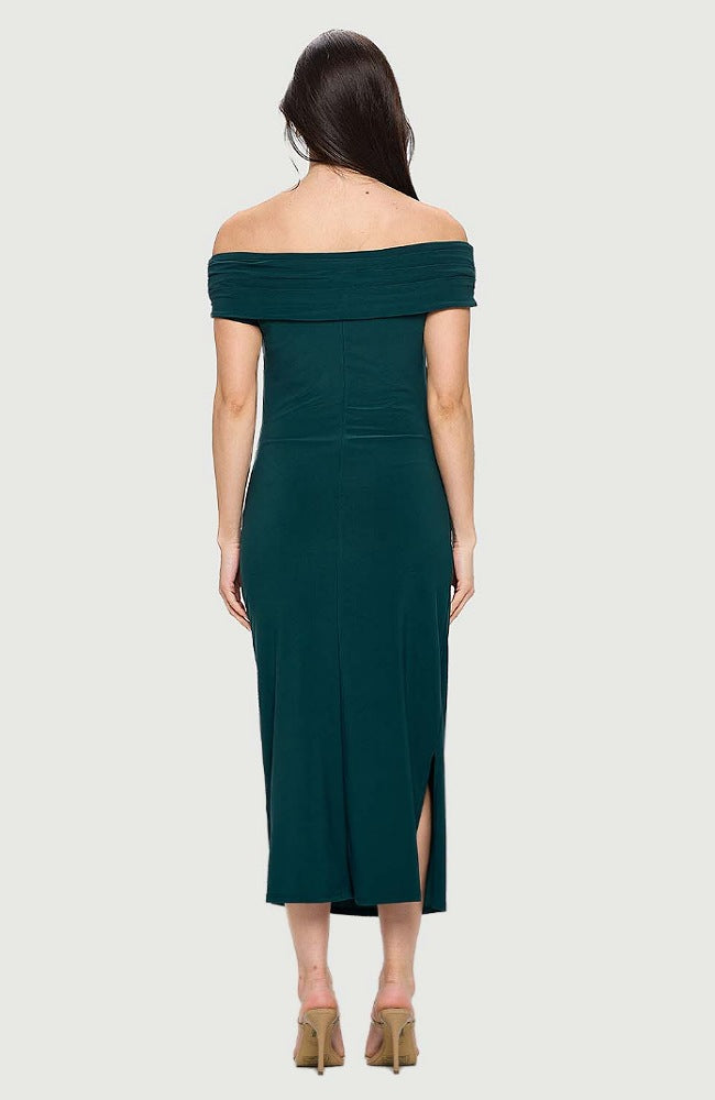 Boat Neck Maxi Dress with Side Slit