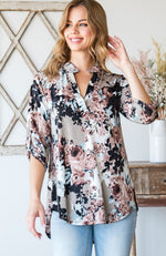 Floral Mandarin Collar Top