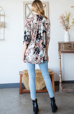 Floral Mandarin Collar Top