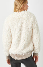 Cream Faux Fur Open Jacket