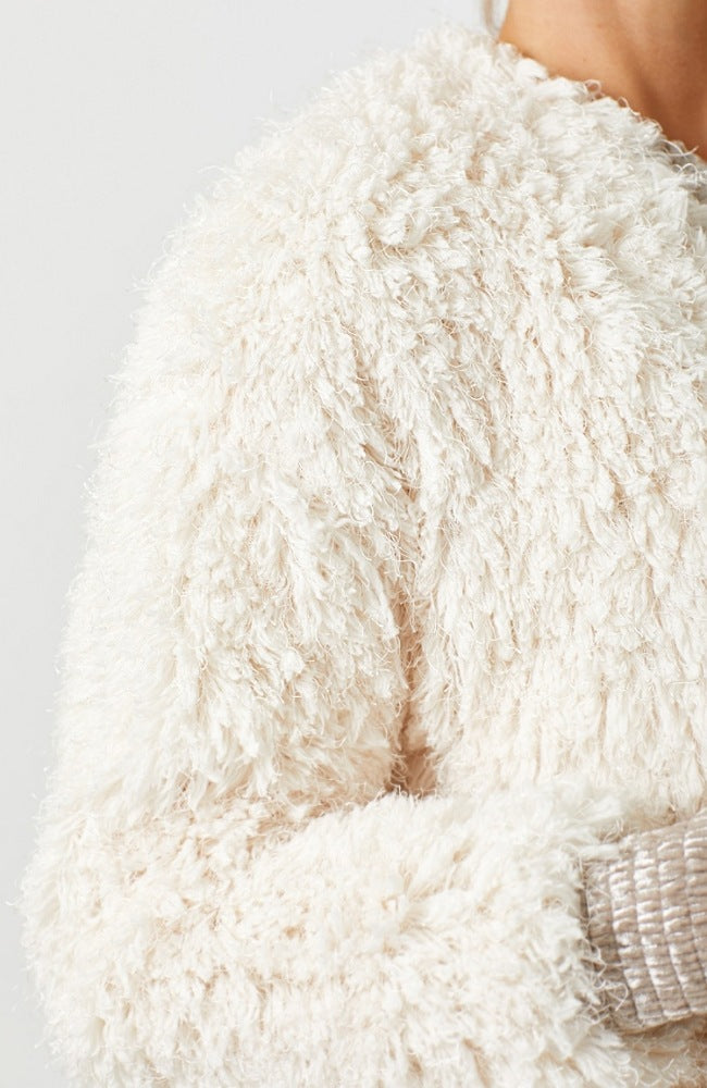 Cream Faux Fur Open Jacket