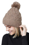 KNIT HAT WITH FUR LINING & POM POM