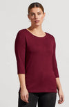 Red Wine Soft French Terry Boat Neck Top