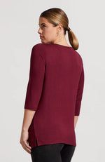 Red Wine Soft French Terry Boat Neck Top
