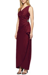 Long Sheath Dress with Surplice Neckline