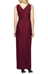 Long Sheath Dress with Surplice Neckline