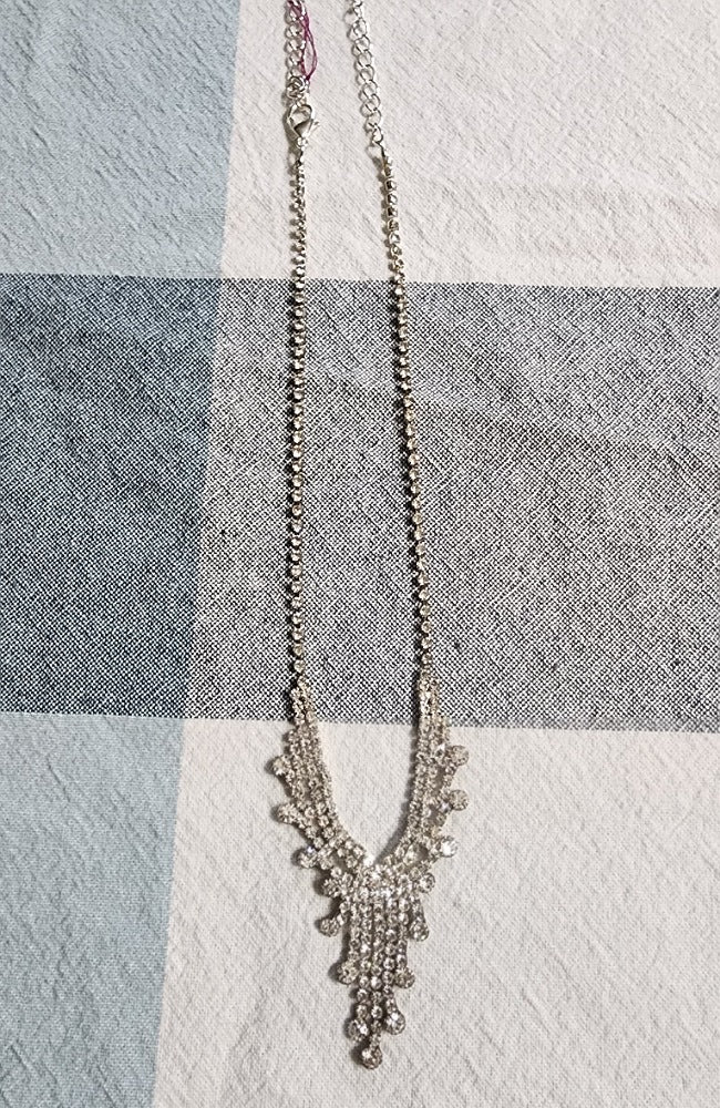 Rhinestone V Necklace, Earrings & Bracelet
