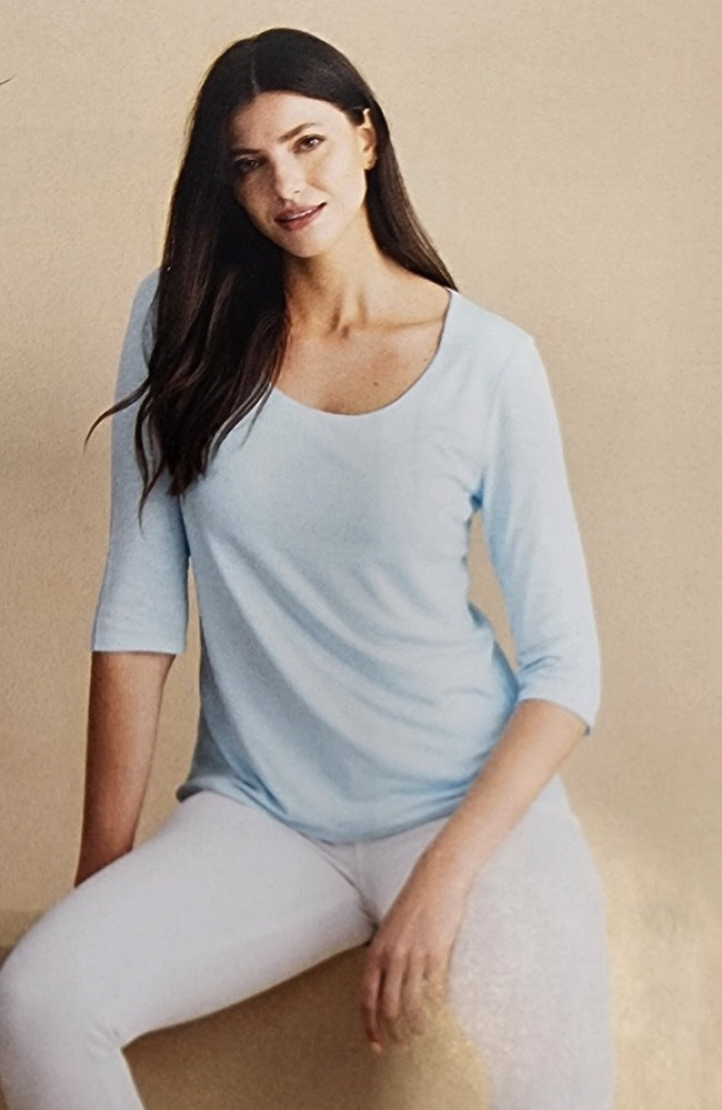 Turquoise Double Layer Scoop Neck Top