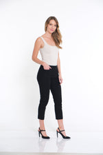 Slim-sation® Black Pull-on Crop Pants with Front & Back Pockets