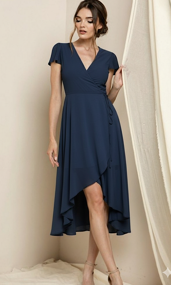 midi wrap dress formal Gap Black Wrap Midi Dress main image 1