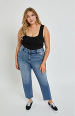 Mid Rise Crop Mom Jeans