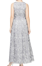 Pewter A-Line Embroidered Dress
