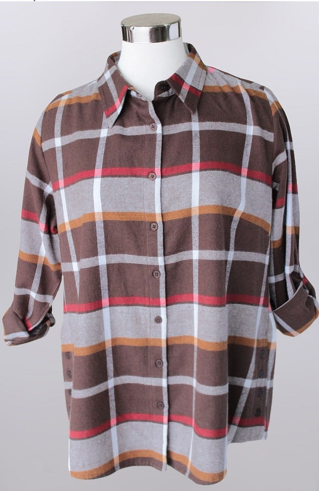 Brown Plaid Flannel Shirt