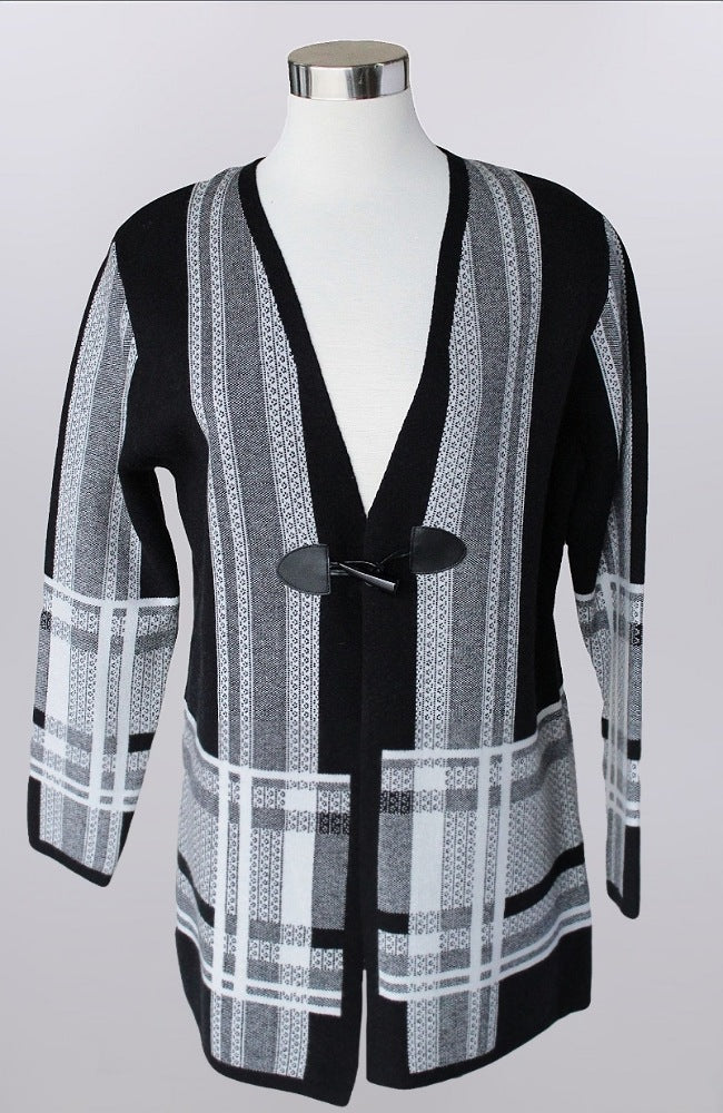 Black & White Button Front Cardigan