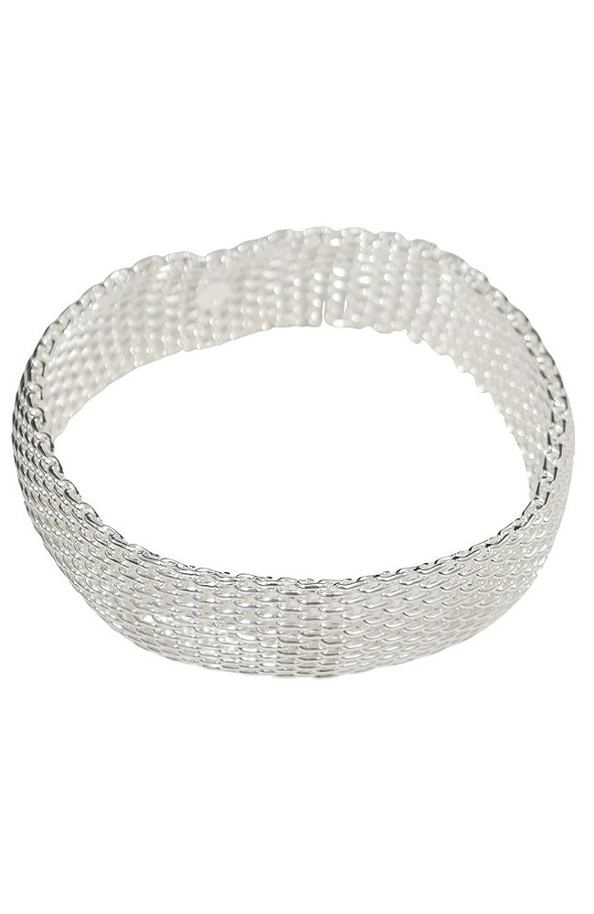 DESIGNER INSPIRED SILVER MESH BANGLE BRACELET