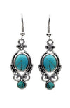 ANTIQUE SILVER FAUX TURQUOISE PIERCED EARRINGS