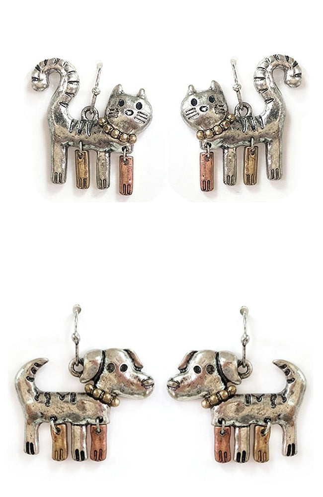 MIXED METAL PET PIERCED EARRINGS