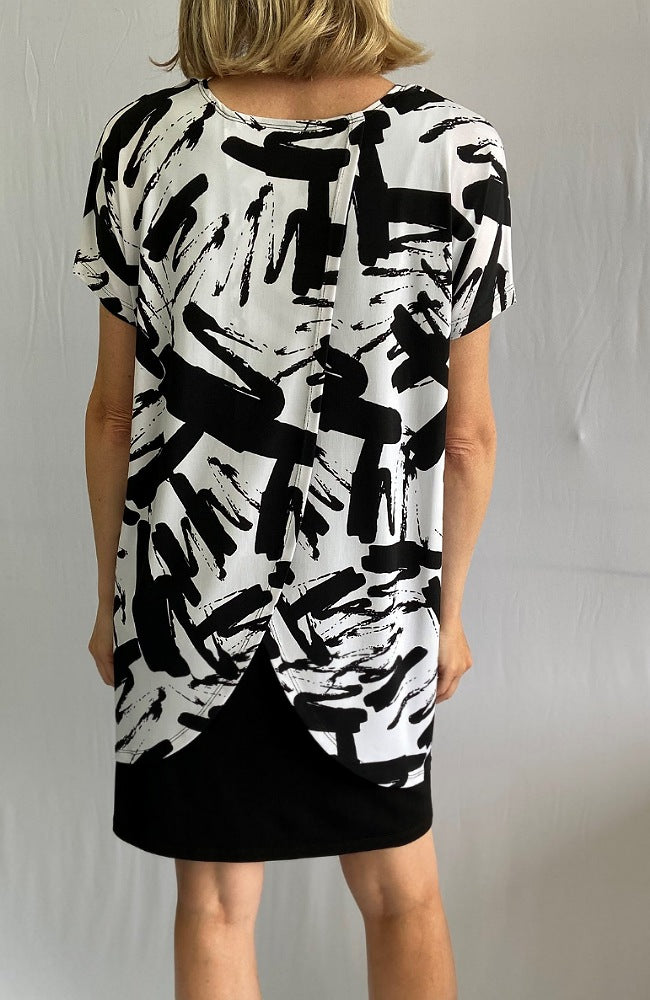 Black and White Paint Stroke Dress