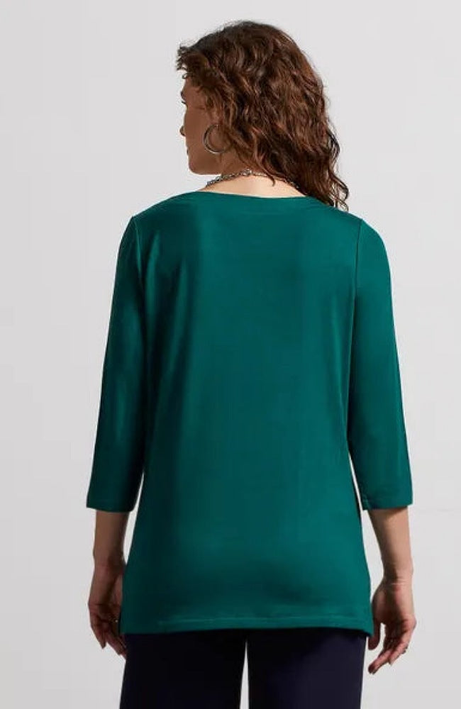 Forest Green Soft French Terry Boat Neck Top
