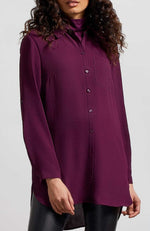 Black Orchid Pebbled Crepe Roll Sleeve Tunic