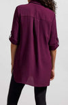 Black Orchid Pebbled Crepe Roll Sleeve Tunic