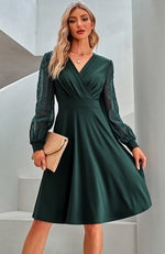 Forest Green Long Sleeve Midi Dress