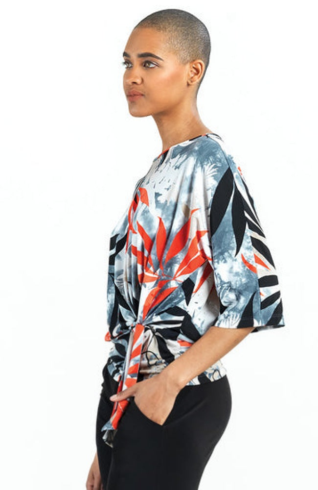 Leaf Scatter Side Tie Top