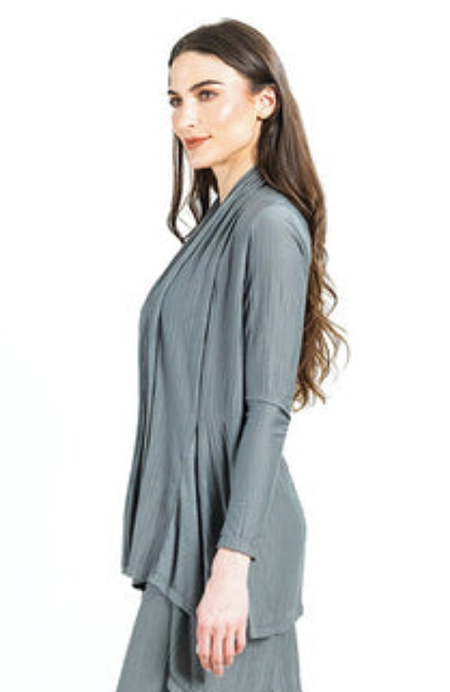 Olive Soft Pleat Knit - Cardigan & Tank Twinset