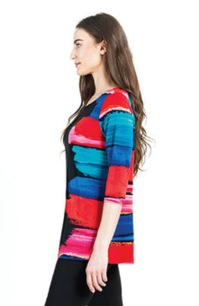 Red Paint Stroke Scoop Neck Tunic