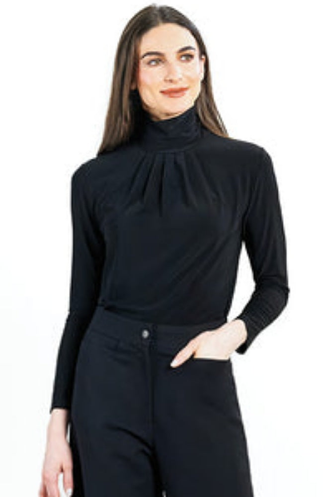 Mock Neck Pleated Detail Top