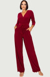 Sleeved Wrinkle Resistant Pant Suit Jumpsuit