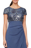 Long Empire Sequin Side Ruffle Gown