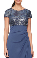 Long Empire Sequin Side Ruffle Gown