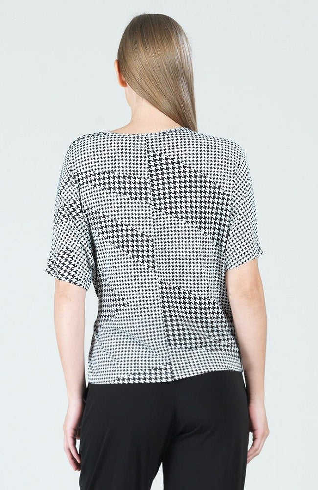 Houndstooth Grid Side Tie Wrap Top