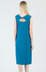 Teal Peach Skin Knit Reversible Cut Out Midi Dress