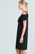 Open Shoulder Ruffle Neckline Dress