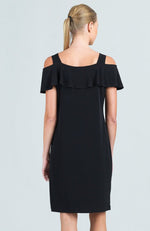 Open Shoulder Ruffle Neckline Dress