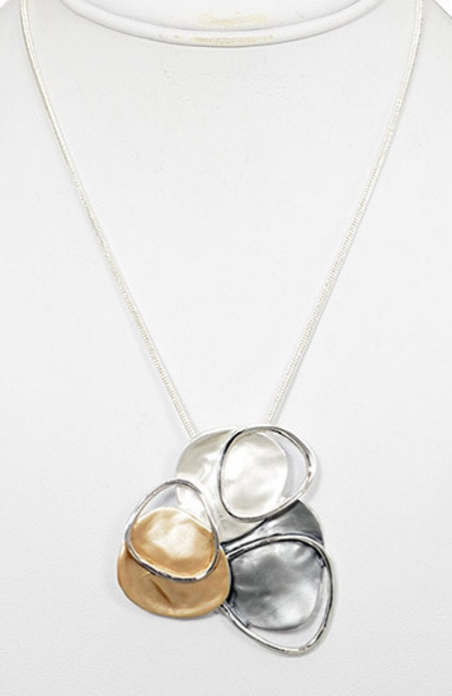 Silver with Tri-Tone Enamel Pendant Necklace