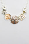 Silver/Earthtone Enamel With Tree of Life Necklace & Earrings