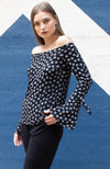 Polka Dot Bell Sleeve Top