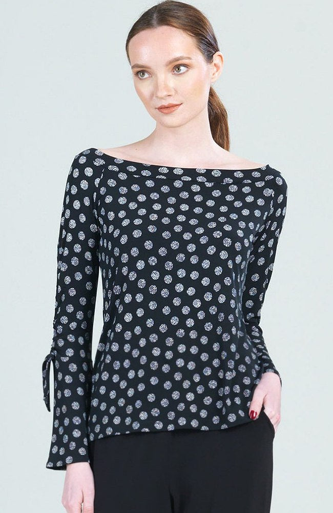 Polka Dot Bell Sleeve Top