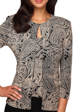 Printed Slinky Twinset with Glitter Detail