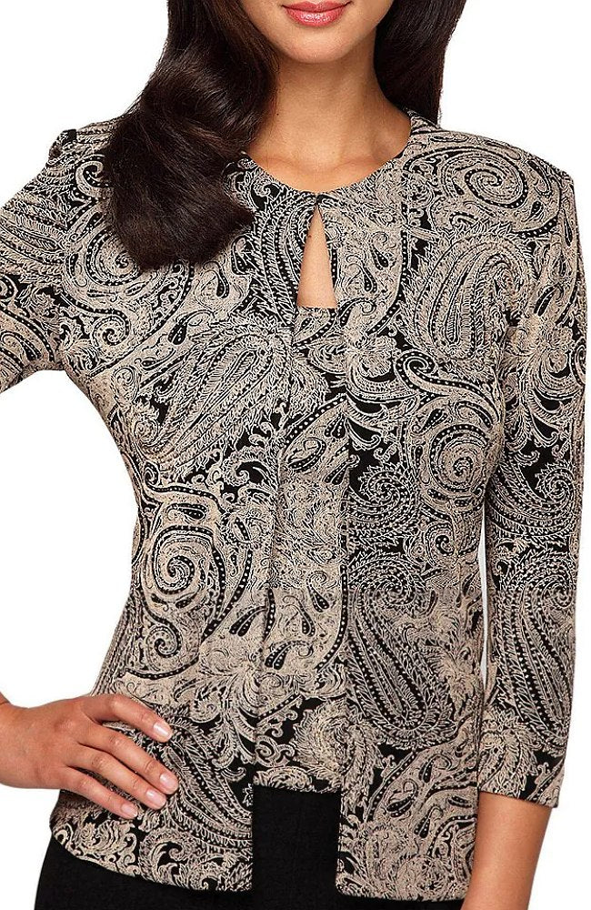 Printed Slinky Twinset with Glitter Detail