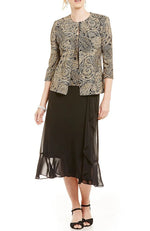 Printed Slinky Twinset with Glitter Detail