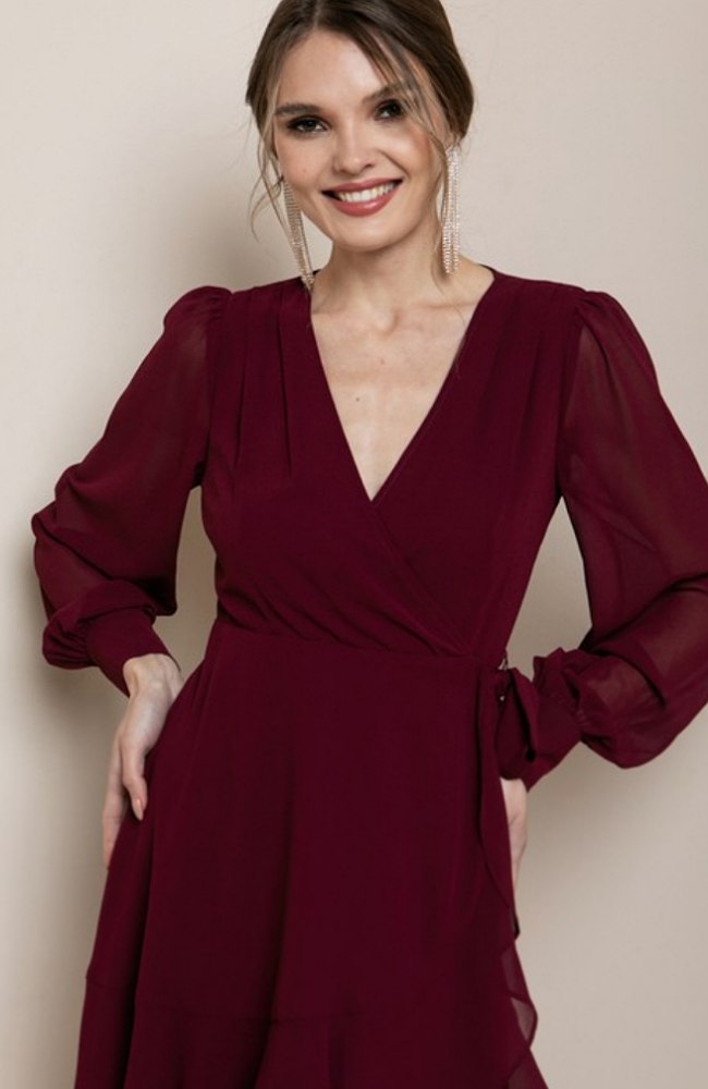 Long Sleeve Wrap Dress